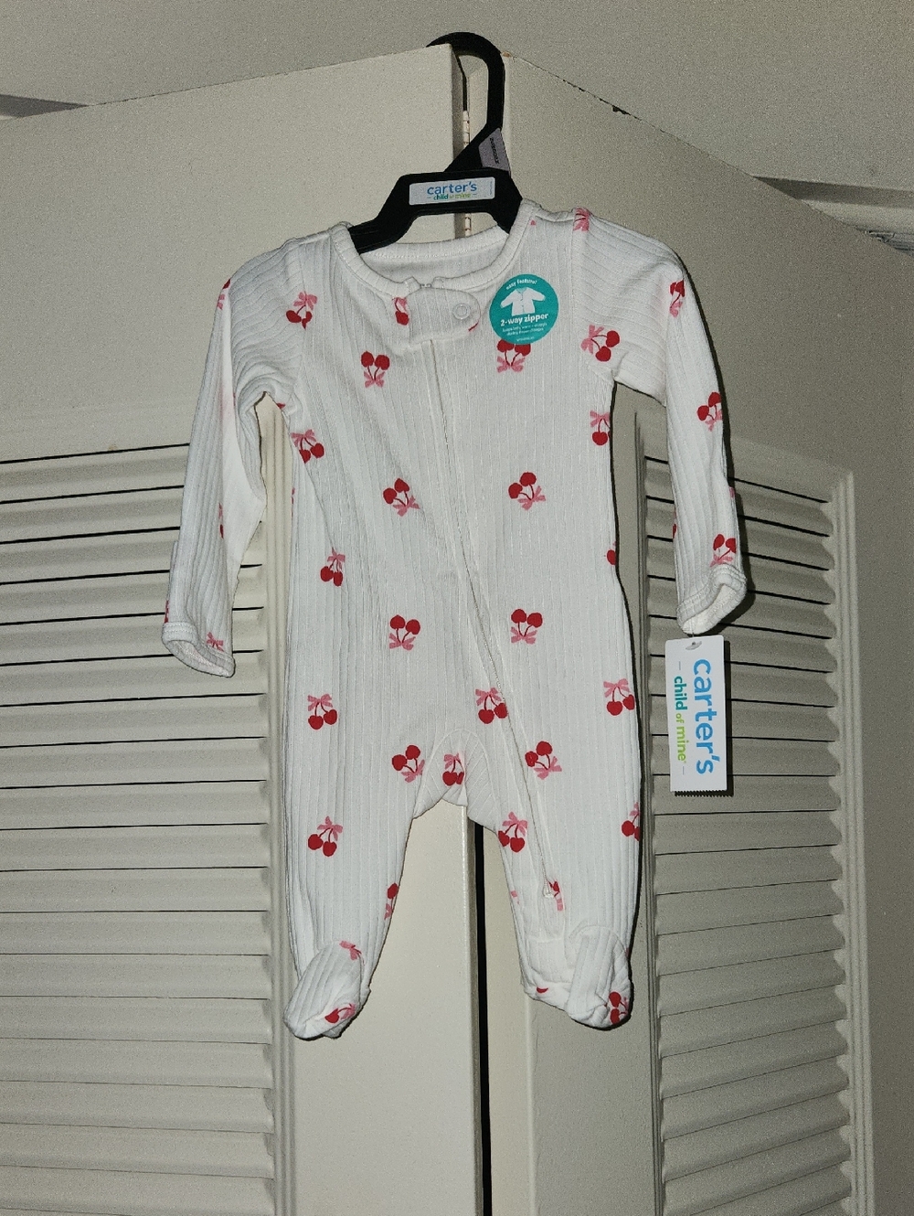 Carter's White Footed One-Piece with Red Cherry Print